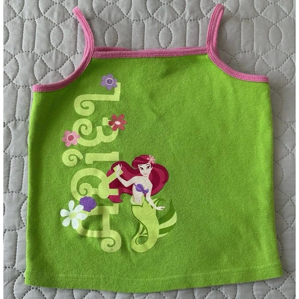 Vintage Disney Ariel Tank Size M The Little Mermaid Store Medium 00s Y2K Green